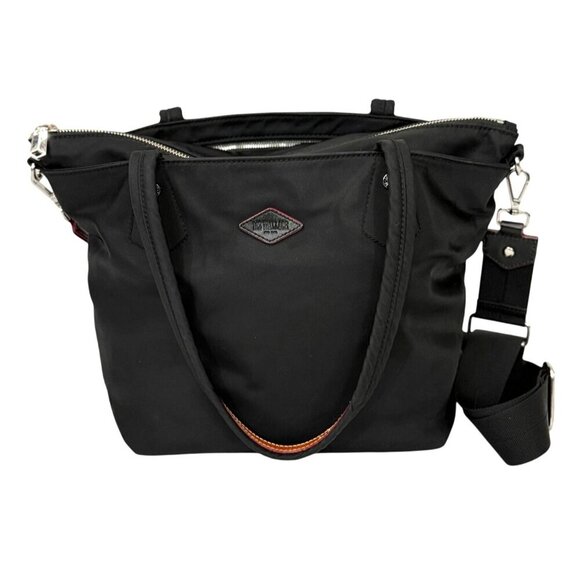 MZ Wallace Black Soho Tote Bag Medium Nylon Removeable Strap Pockets Travel - Picture 1 of 16